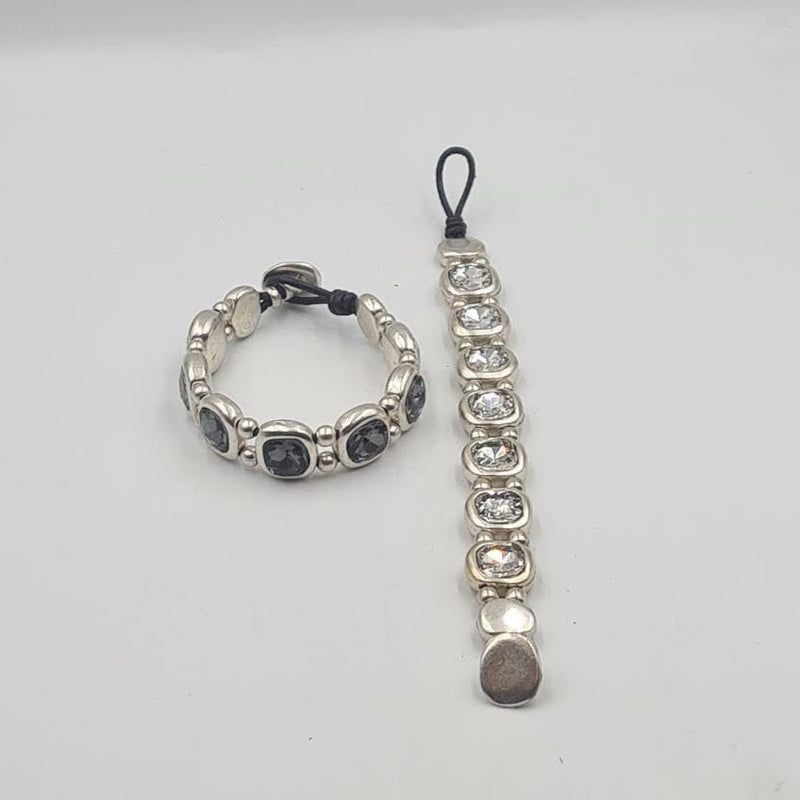 Crystal Leather Link Bracelet - Chandeliers Boutique ny