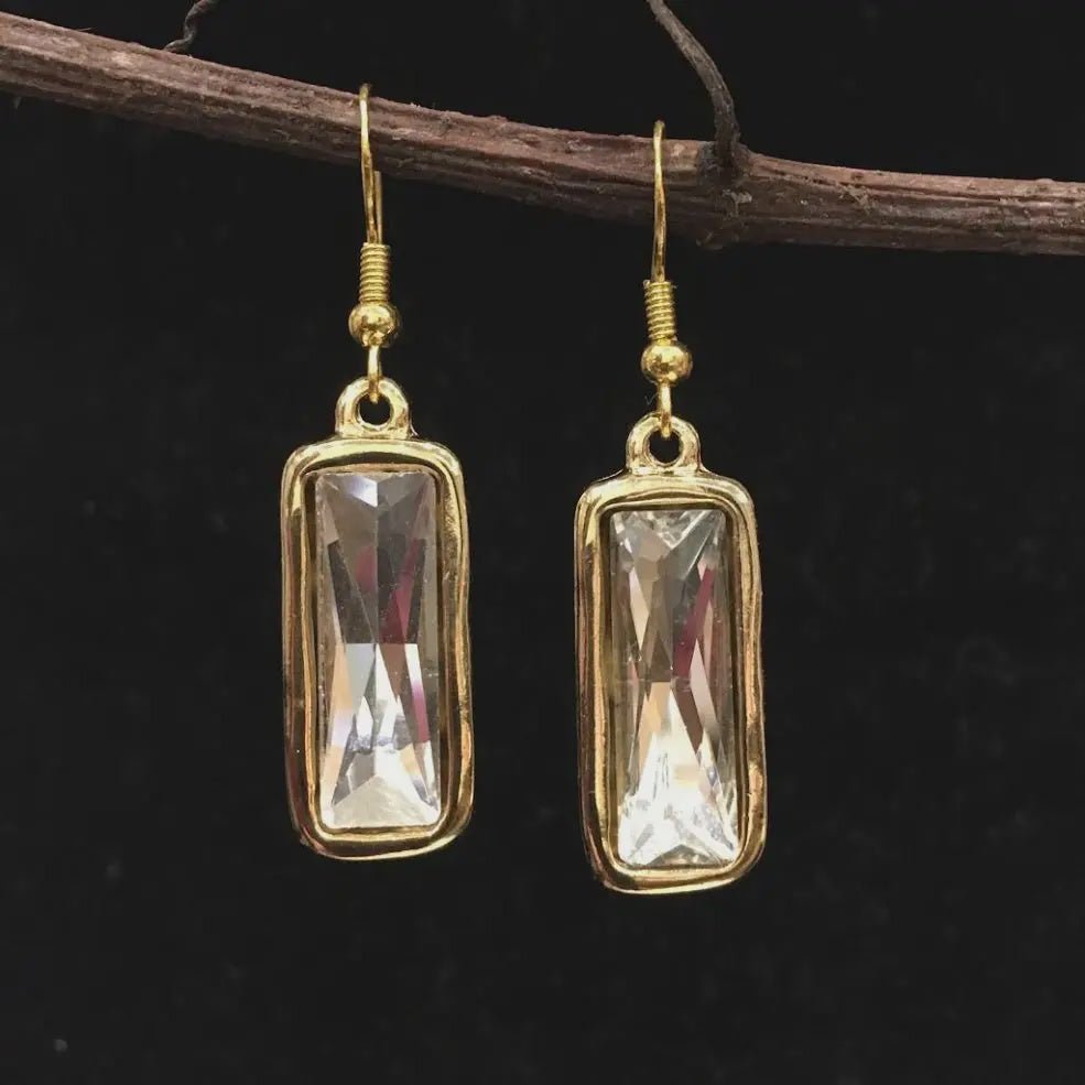 Crystal Rectangle Earring - Chandeliers Boutique ny