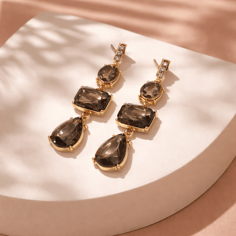 CZ 3 crystal Drop Earrings - Chandeliers Boutique ny