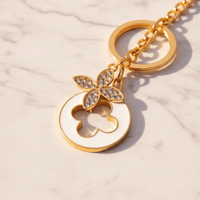 CZ Four Leaf Clover Key Ring - Chandeliers Boutique ny