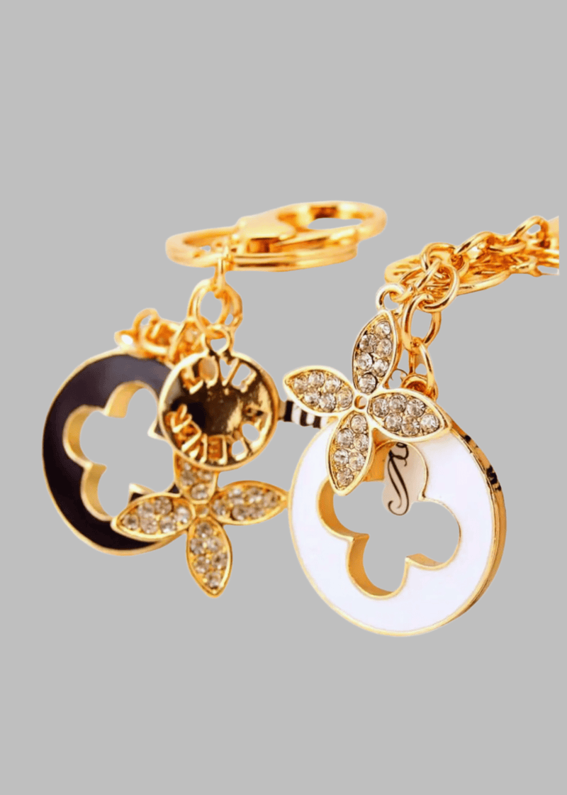 CZ Four Leaf Clover Key Ring - Chandeliers Boutique ny