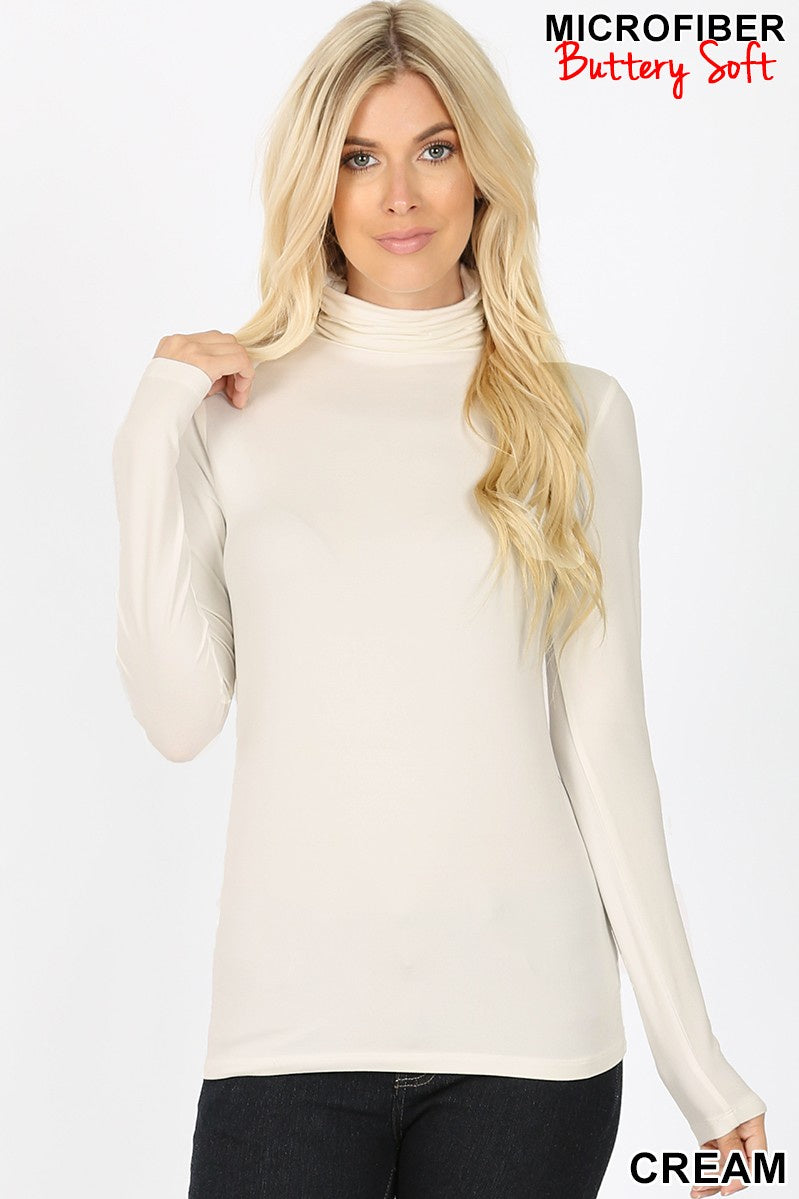 Microfiber mock neck