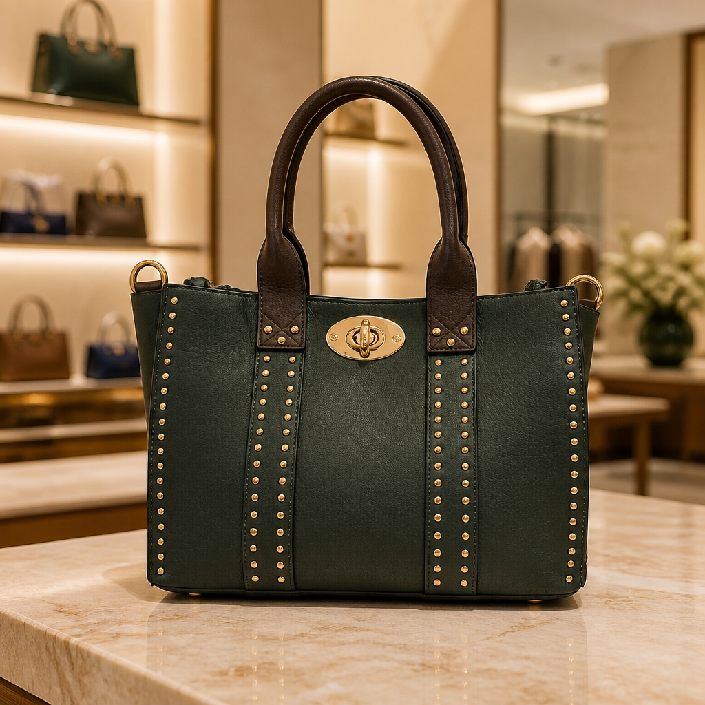 Square gold stud bag