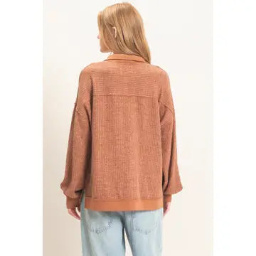 Ribbed Knit Half-zip Pullover