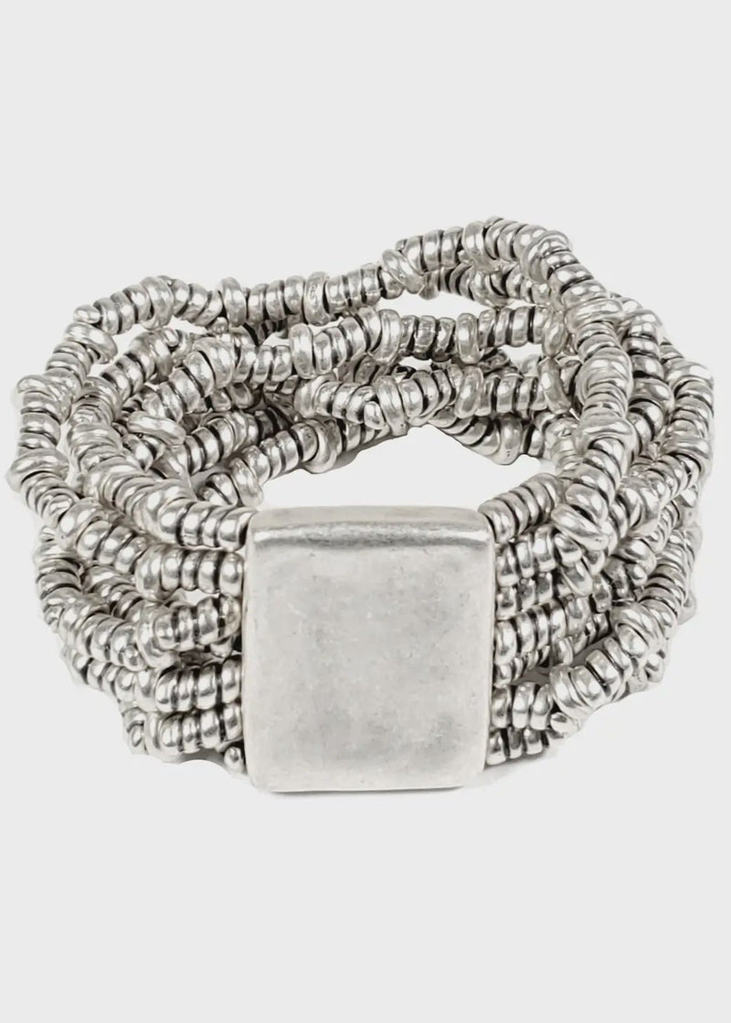Multi Row Pewter Bracelet