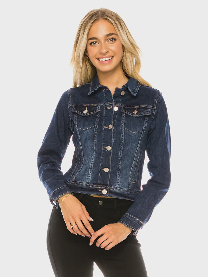 Stretch Dark Washed Denim Jacket