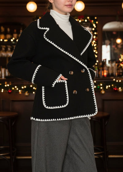 Double - breasted Blanket Stitch Jacket - Chandeliers Boutique ny