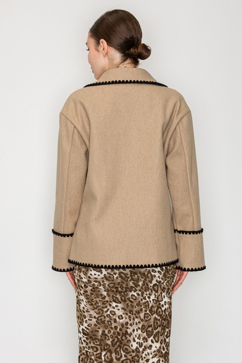 Double - breasted Blanket Stitch Jacket - Chandeliers Boutique ny