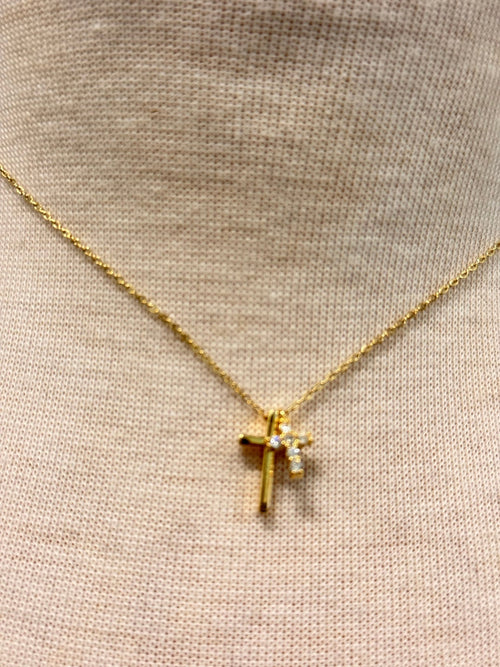 Double Cross Necklace - Chandeliers Boutique ny