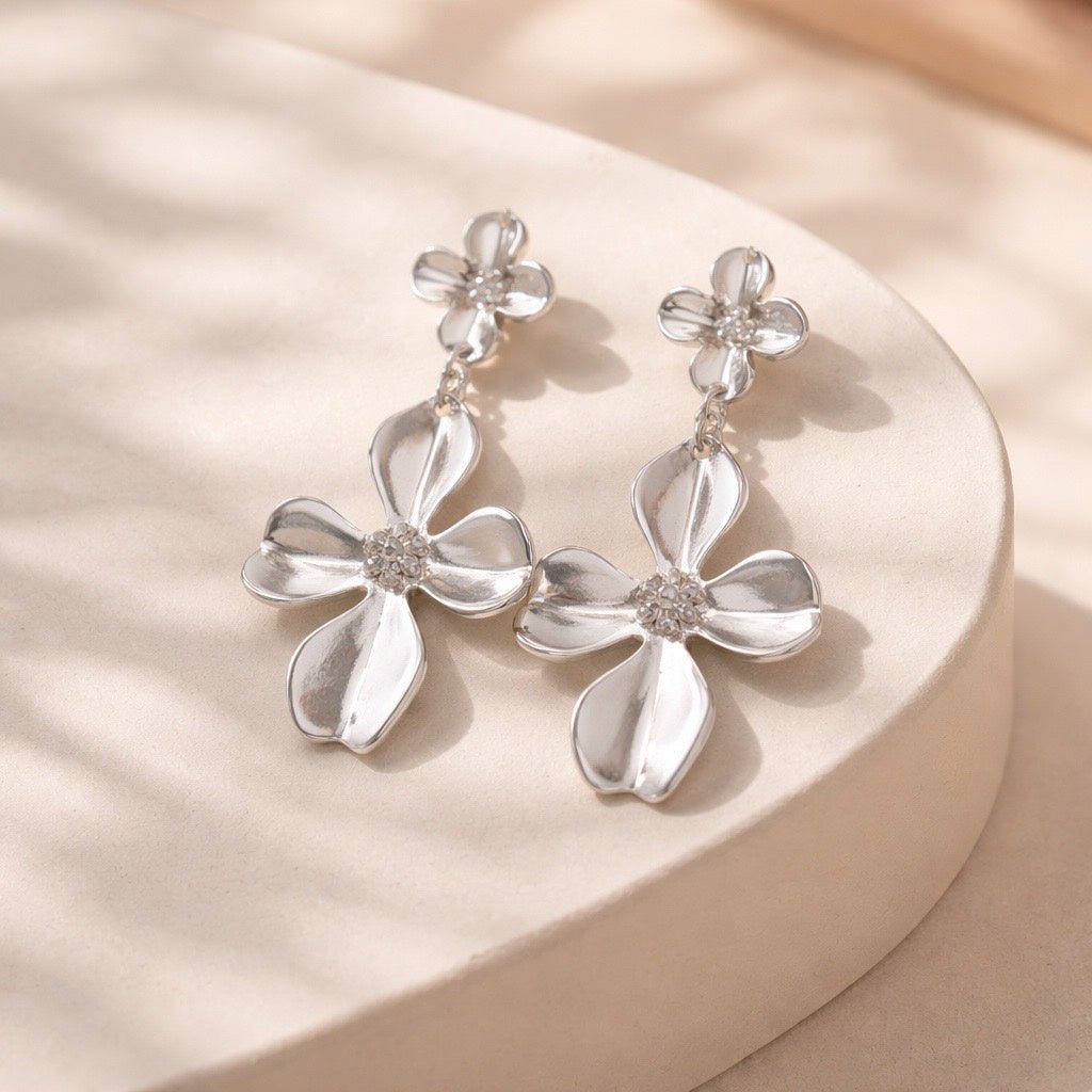 Double Flower Earring - Chandeliers Boutique ny