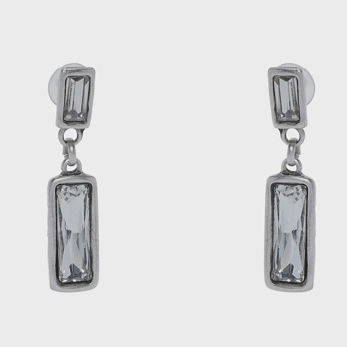 Double Gem Handmade Pewter Earrings - Chandeliers Boutique ny