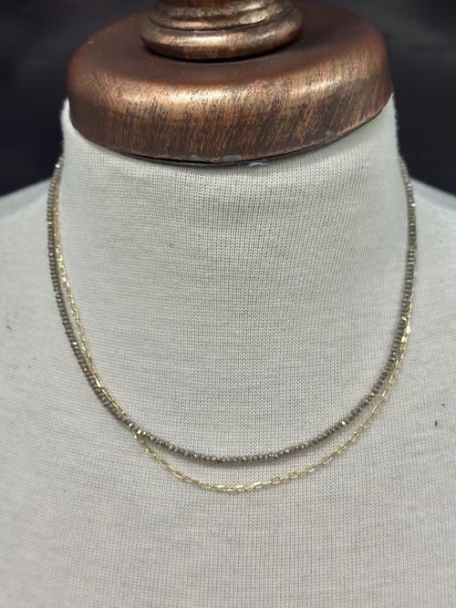 Double Layer Beaded and Link - Chandeliers Boutique ny