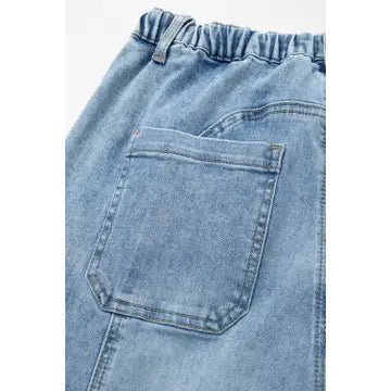 Drawstring Seam Detail Raw Hem Wide Leg Jeans - Chandeliers Boutique ny