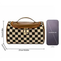 Pu Checkered Makeup Bag Plaid Cosmetic Bag