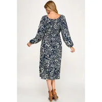 Cute Rayon Print L/S Dress