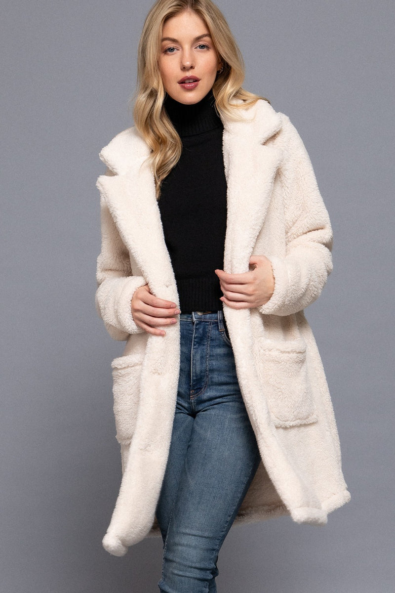 NOTCHED COLLAR SHERPA COAT