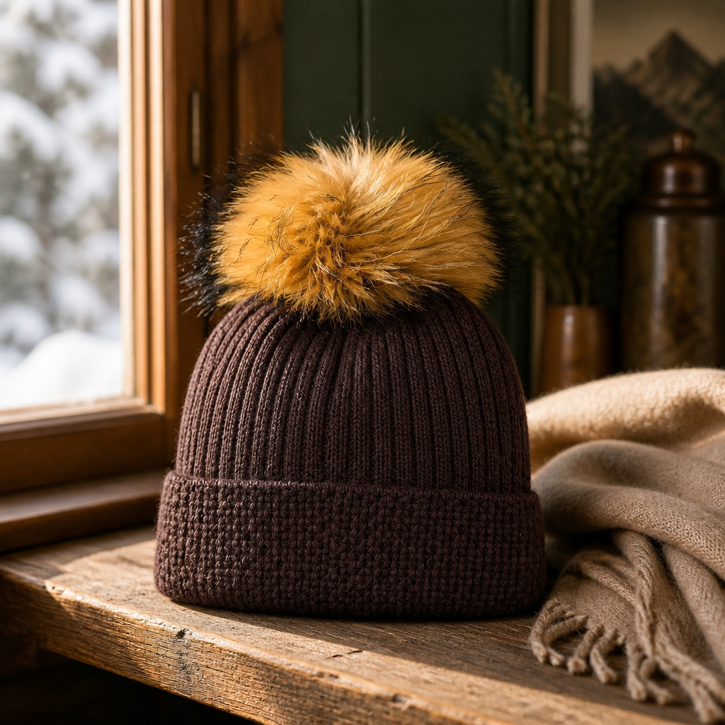 Real Fur Pom Pom Hat