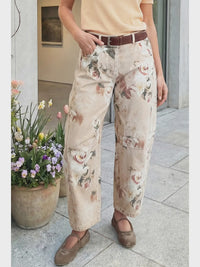 66 Western Retro Floral Print Relaxed Barrel