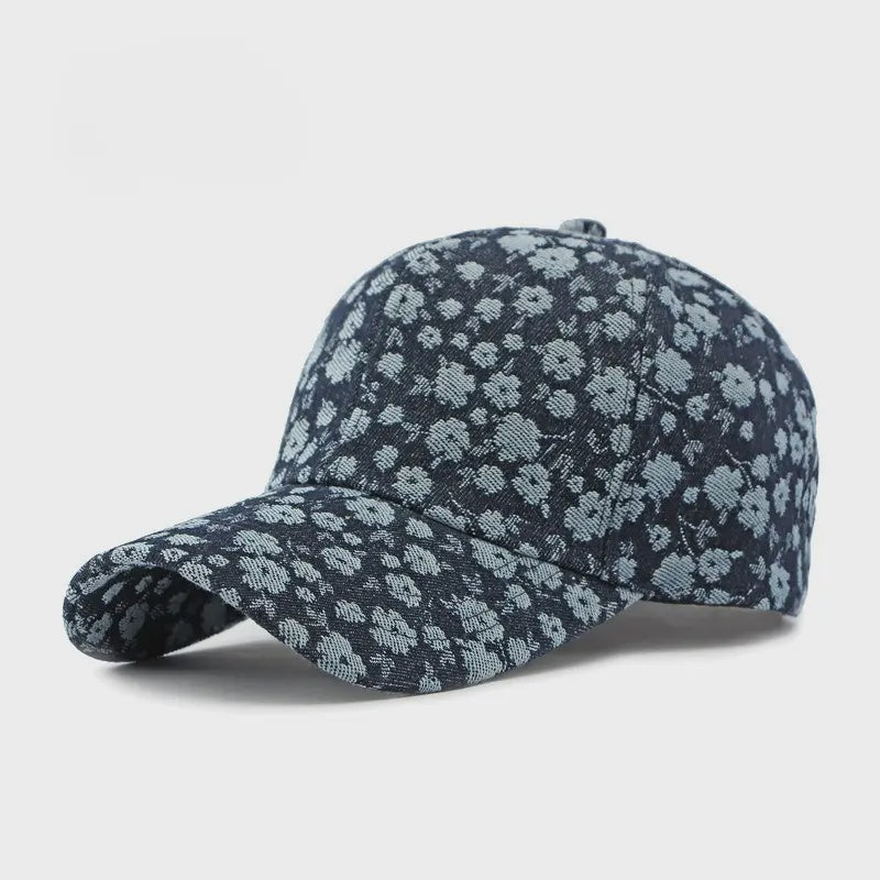 Boho Floral Denim Baseball Cap