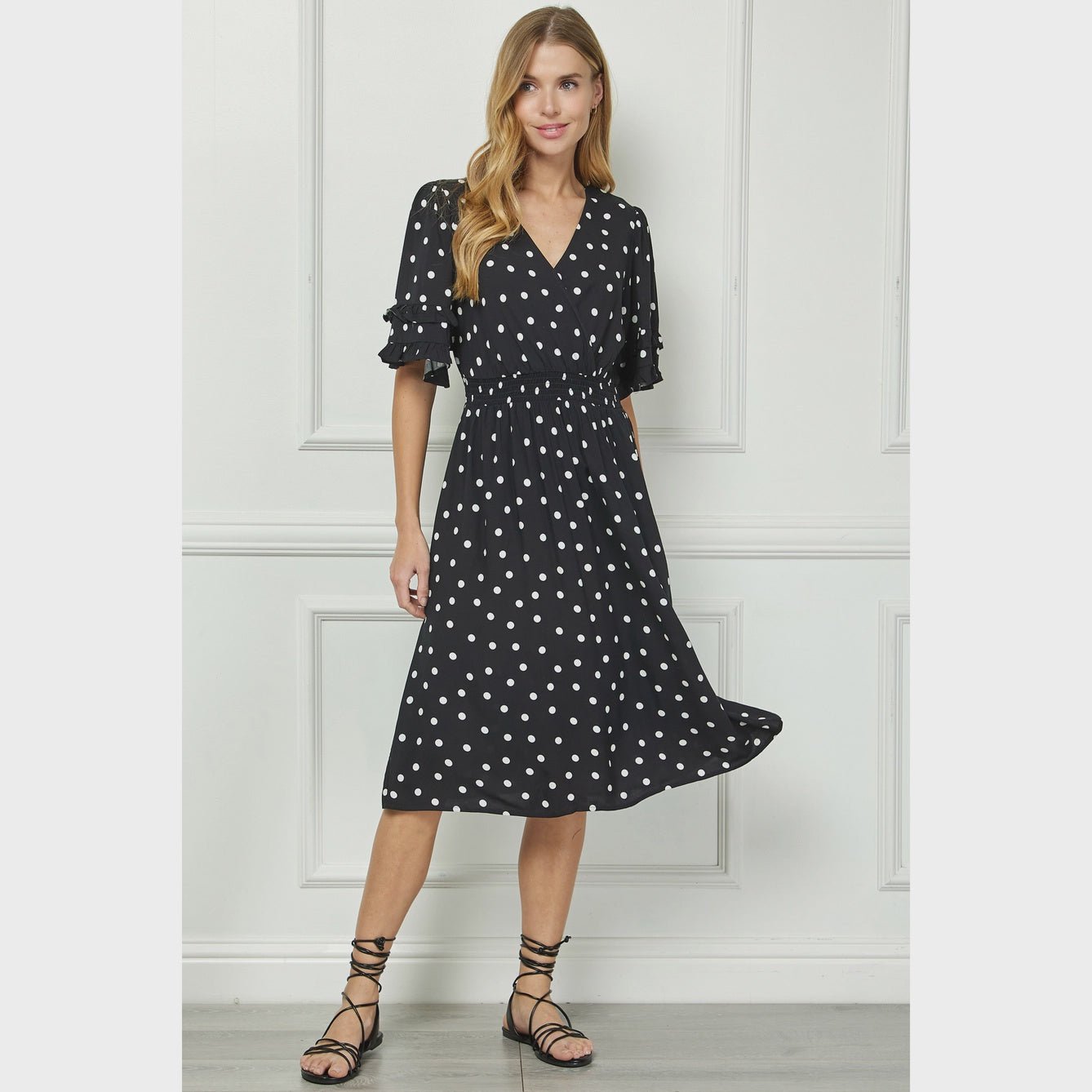 Elegant Kimono Inspired Surplice Dress - Chandeliers Boutique ny