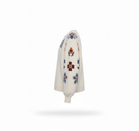 Embroidered Flower Sweater 3D Appliqué Lantern Sleeve - Chandeliers Boutique ny