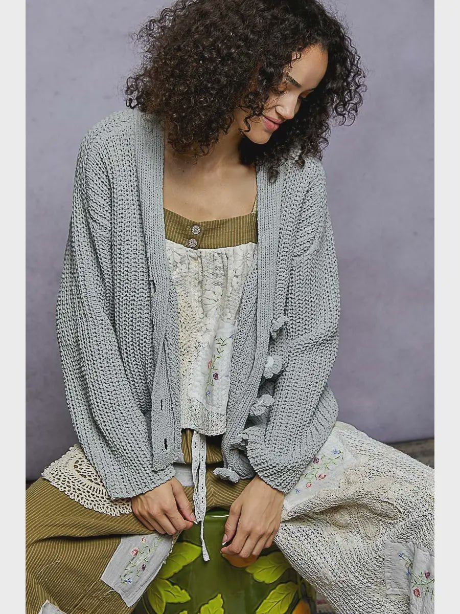 Exaggerated Button Sweater Cardigan - Chandeliers Boutique ny