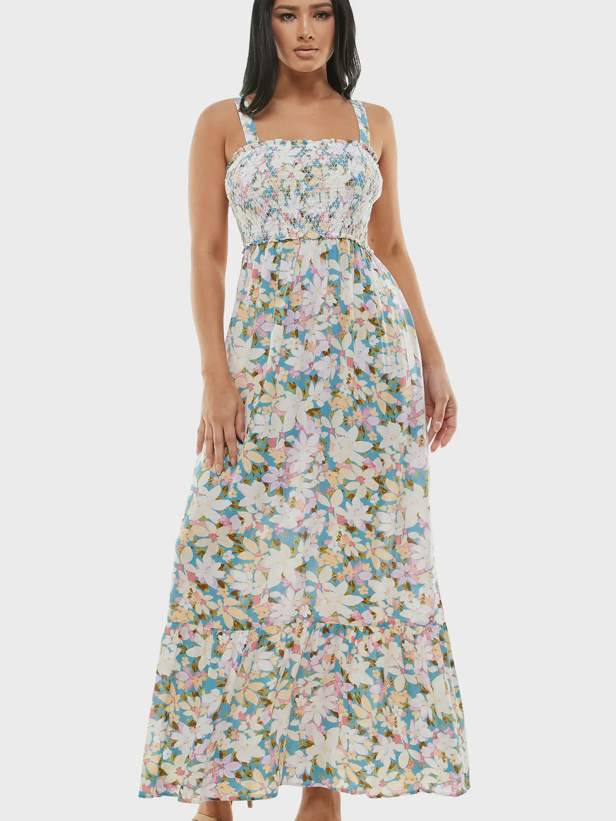 Meadow Bloom Sleeveless Floral Maxi Dress