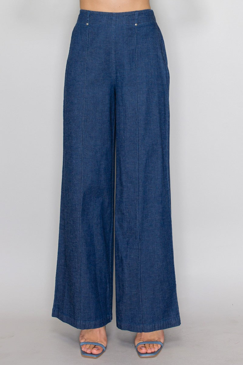 High Waist Wide Leg Denim Pants