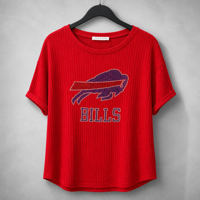 SS Ribbed Rhinestone Tee