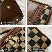 Pu Checkered Makeup Bag Plaid Cosmetic Bag