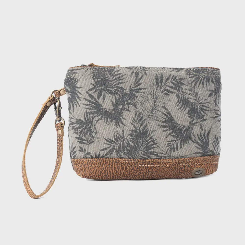 Vintage Wristlet  in Olive with Leather Detail