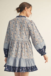 Fabric Mix Match Tiered Dress - Chandeliers Boutique ny