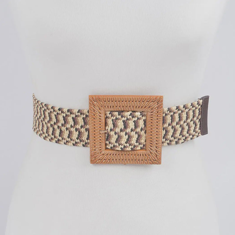 Faux Bamboo Buckle Elastic Belt - Chandeliers Boutique ny