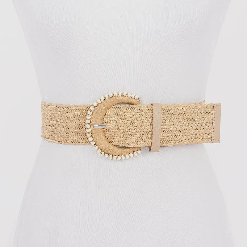 Faux Straw Stretch Belt - Chandeliers Boutique ny