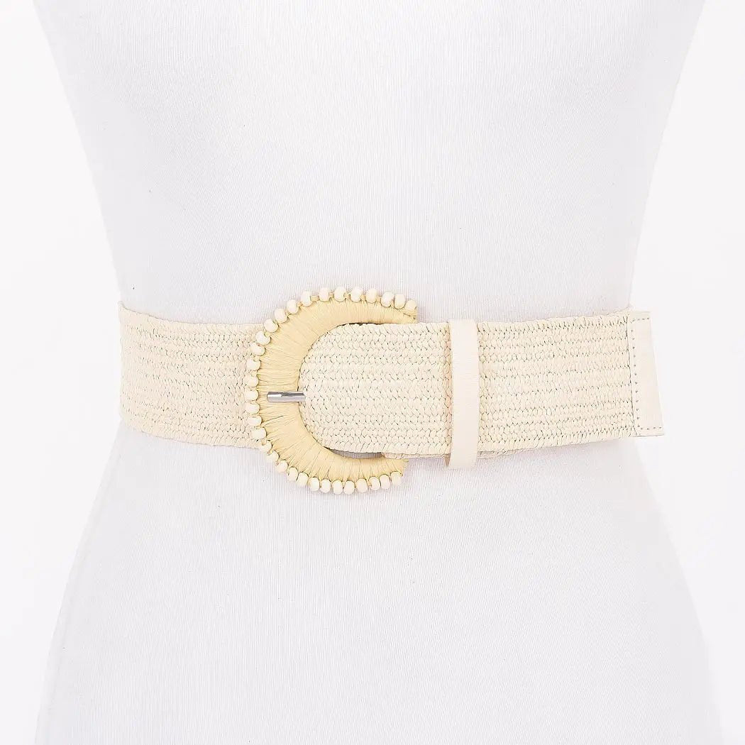 Faux Straw Stretch Belt - Chandeliers Boutique ny
