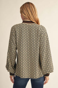 Puff Sleeves Geo Floral Top