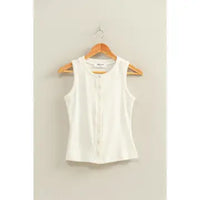 Ribbed Button Front Tank Top