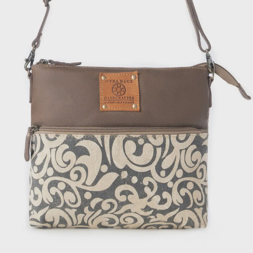 Upcycled Canvas Crossbody W Vintage Print