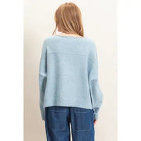 Relaxed Wide Neck Knit Sweater