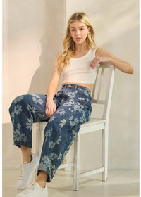 Floral Denim Pants - Chandeliers Boutique ny