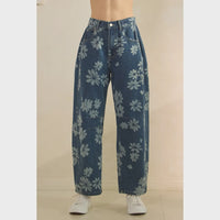 Floral Denim Pants - Chandeliers Boutique ny