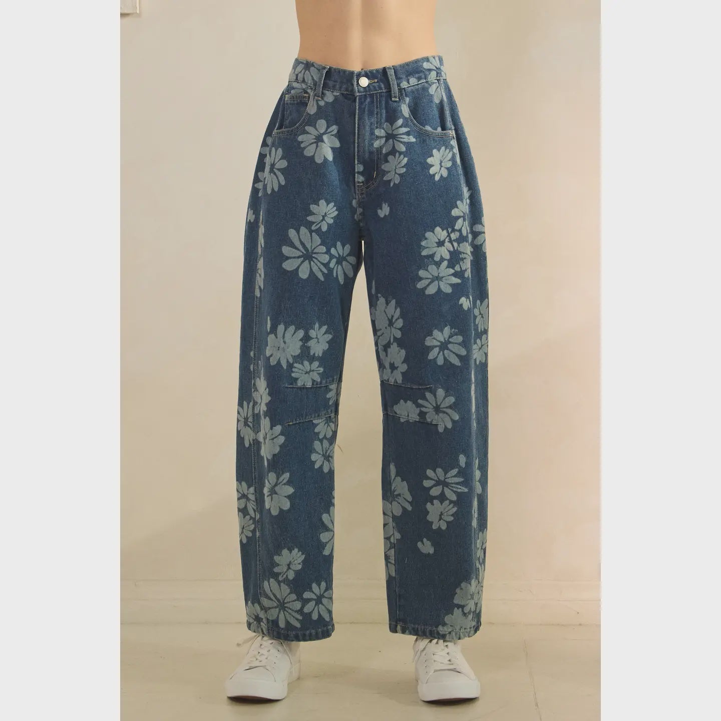 Floral Denim Pants - Chandeliers Boutique ny