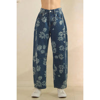 Floral Denim Pants - Chandeliers Boutique ny