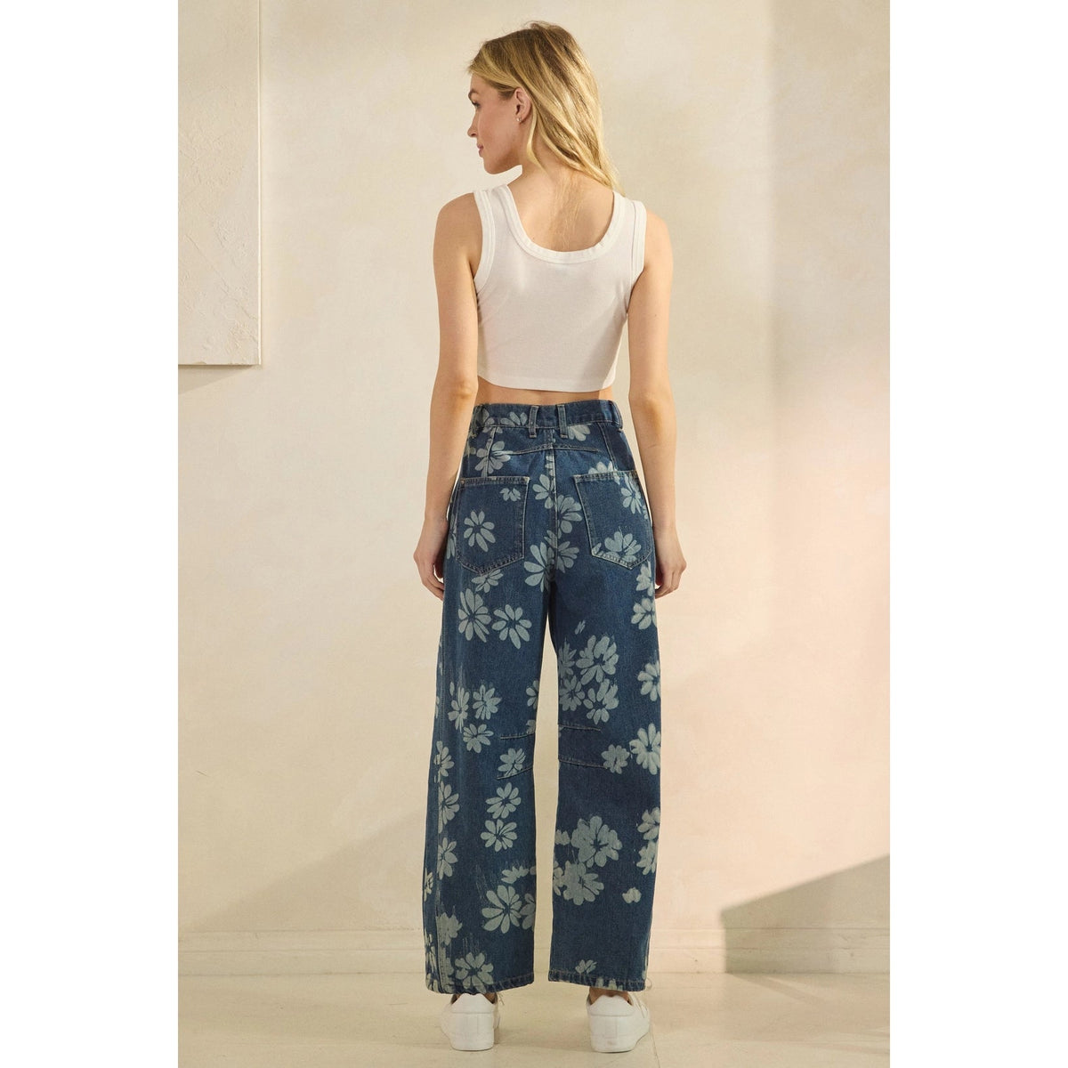 Floral Denim Pants - Chandeliers Boutique ny