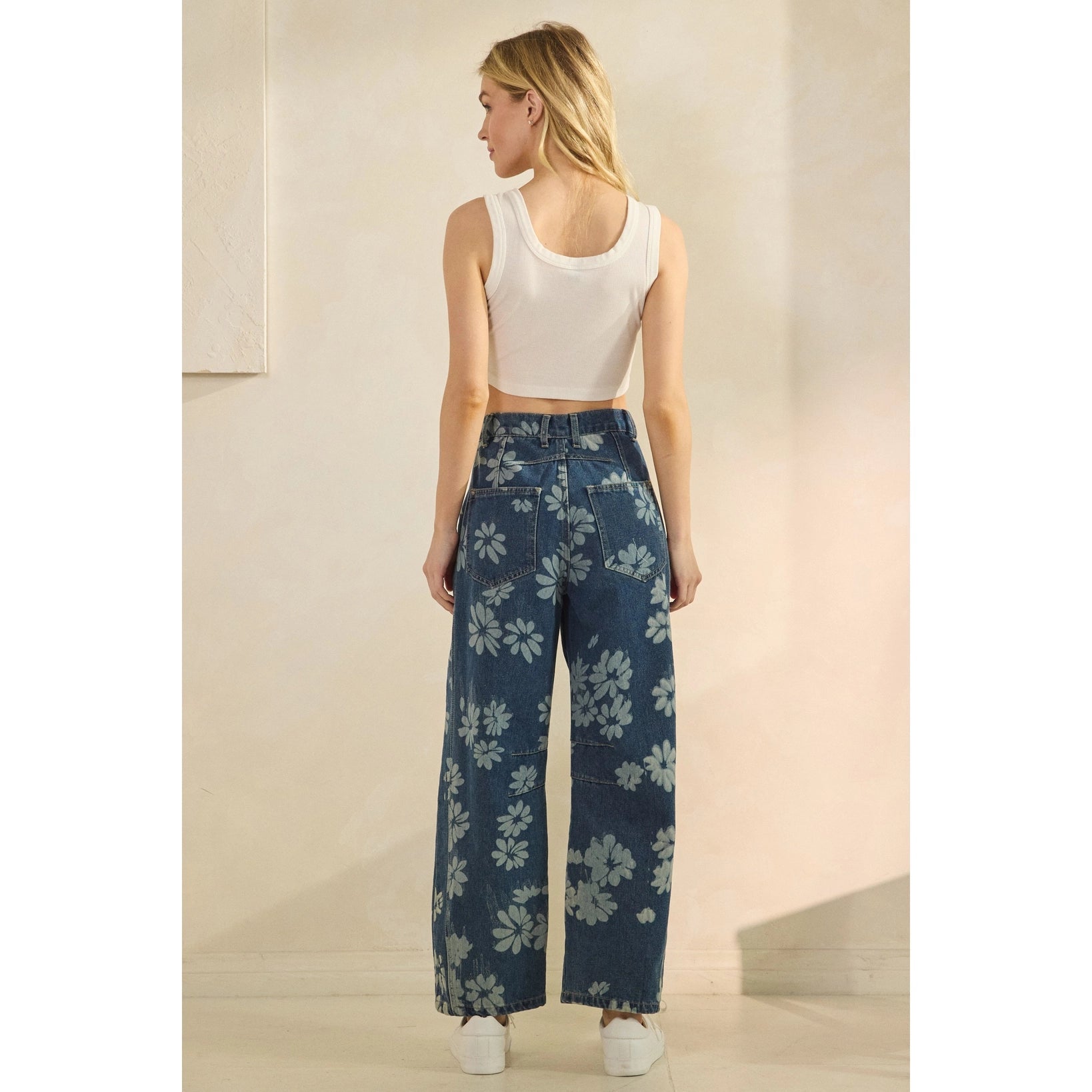 Floral Denim Pants - Chandeliers Boutique ny