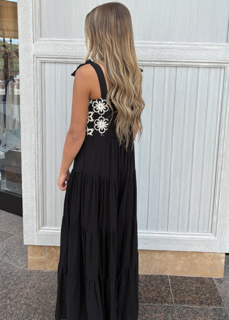 Floral Embroid Tiered Leg Jumpsuit - Chandeliers Boutique ny
