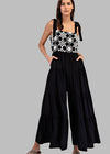 Floral Embroid Tiered Leg Jumpsuit - Chandeliers Boutique ny
