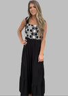 Floral Embroid Tiered Leg Jumpsuit - Chandeliers Boutique ny