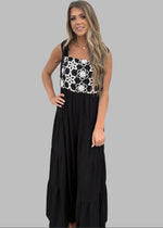 Floral Embroid Tiered Leg Jumpsuit - Chandeliers Boutique ny