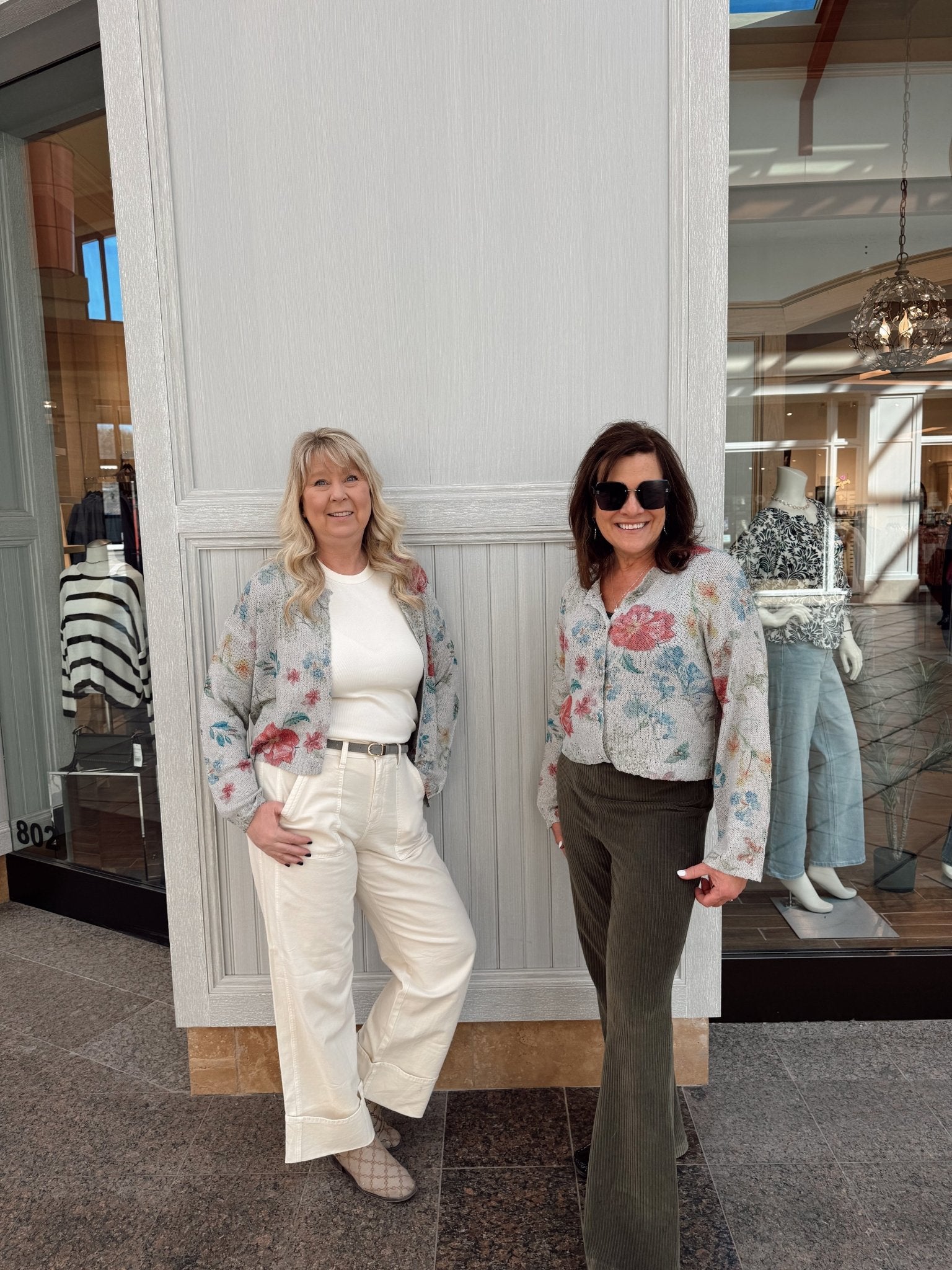 Floral Print Button - Down Sweater Cardigan - Chandeliers Boutique ny